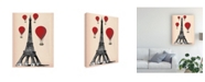 Trademark Global Fab Funky Eiffel Tower and Red Hot Air Balloons Canvas Art - 15.5" x 21"